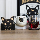 Magic, Coffee & Cats White Gold Black Rounded Mug