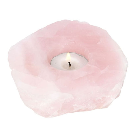 Heavy Rose Quartz Crystal Pink Tealight Holder Love and Friendship