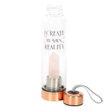 Rose Quartz Gemstone Crystal Create My Own Reality Glass Water Bottle