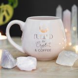 Fueled By Crystals and Coffee Rounded Mug - Pink & Gold