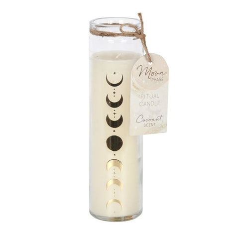 Moon Phase White Coconut Tube Candle